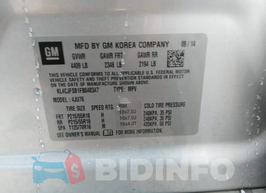 KL4CJFSB1FB040347 Photo# 9