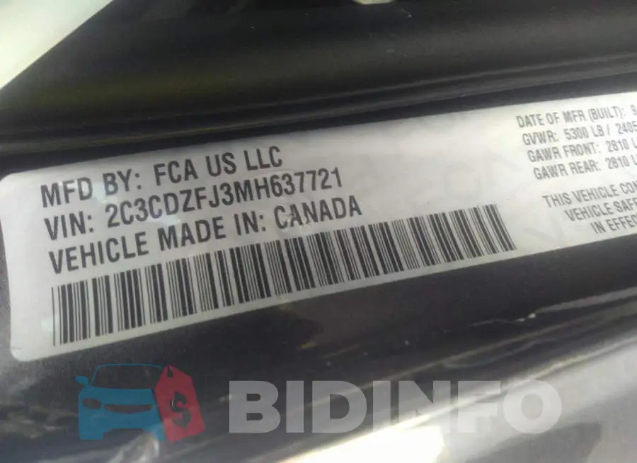 2C3CDZFJ3MH637721 Photo# 9