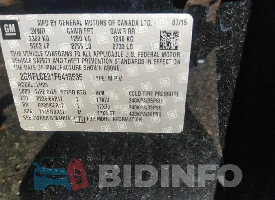 2GNFLCE31F6415535 Photo# 9