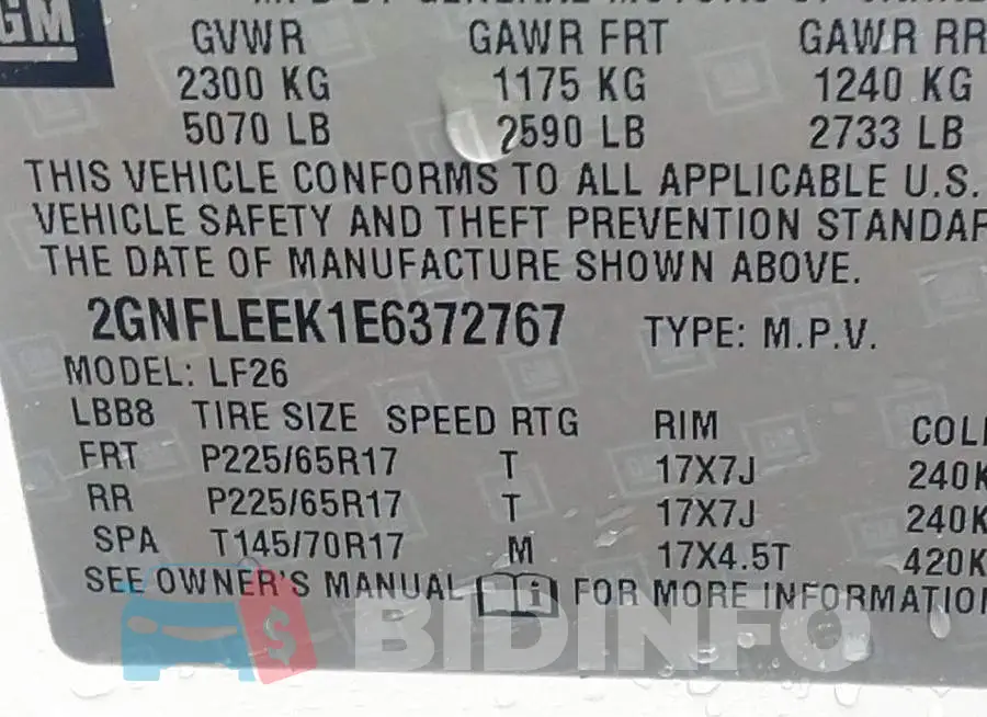 2GNFLEEK1E6372767 Photo# 9
