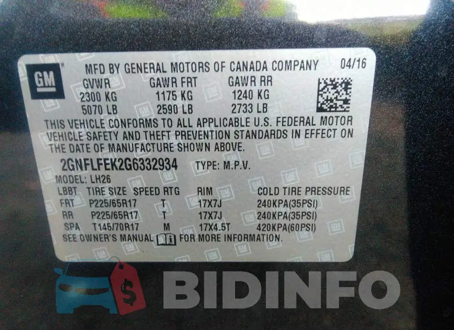 2GNFLFEK2G6332934 Photo# 9