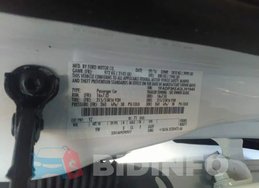 1FADP3KE4GL391949 Photo# 9
