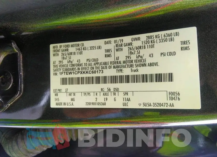 1FTEW1CPXKKC60173 Photo# 9