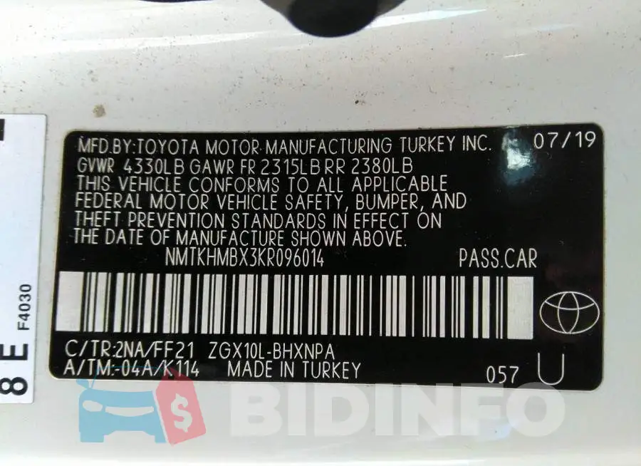 NMTKHMBX3KR096014 Photo# 9