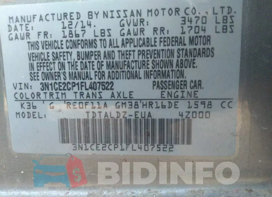 3N1CE2CP1FL407522 Photo# 9