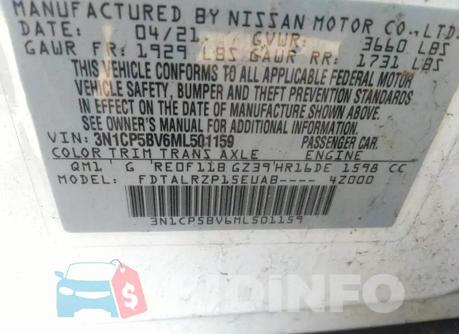 3N1CP5BV6ML501159 Photo# 9