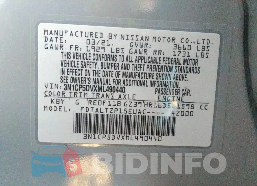 3N1CP5DVXML490440 Photo# 9