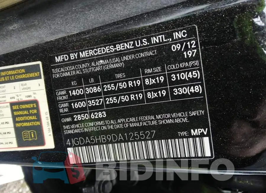 4JGDA5HB9DA125527 Photo# 9