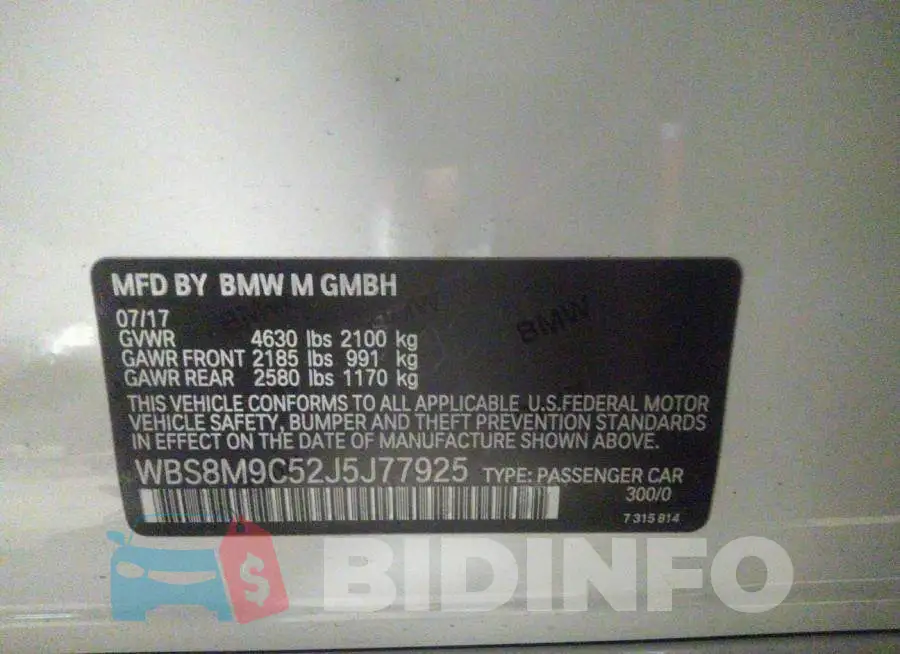 WBS8M9C52J5J77925 Photo# 9