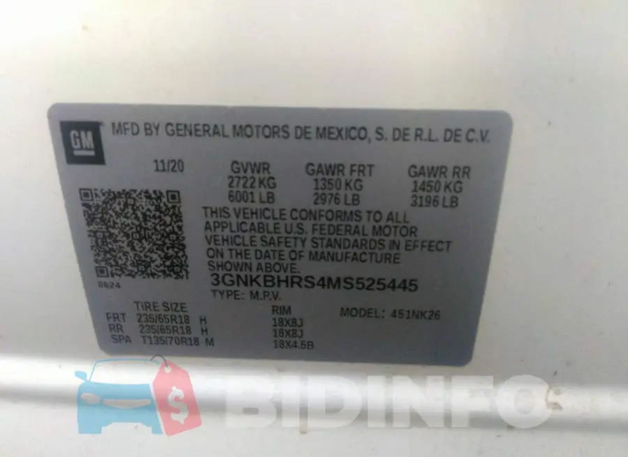 3GNKBHRS4MS525445 Photo# 9