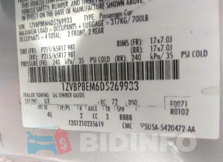 1ZVBP8EM6D5269933 Photo# 9