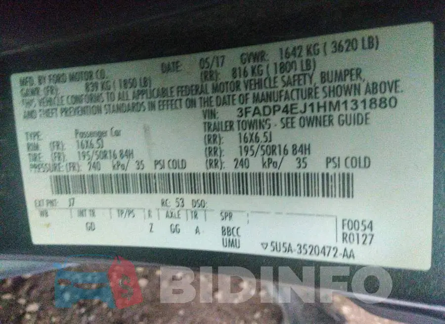 3FADP4EJ1HM131880 Photo# 9