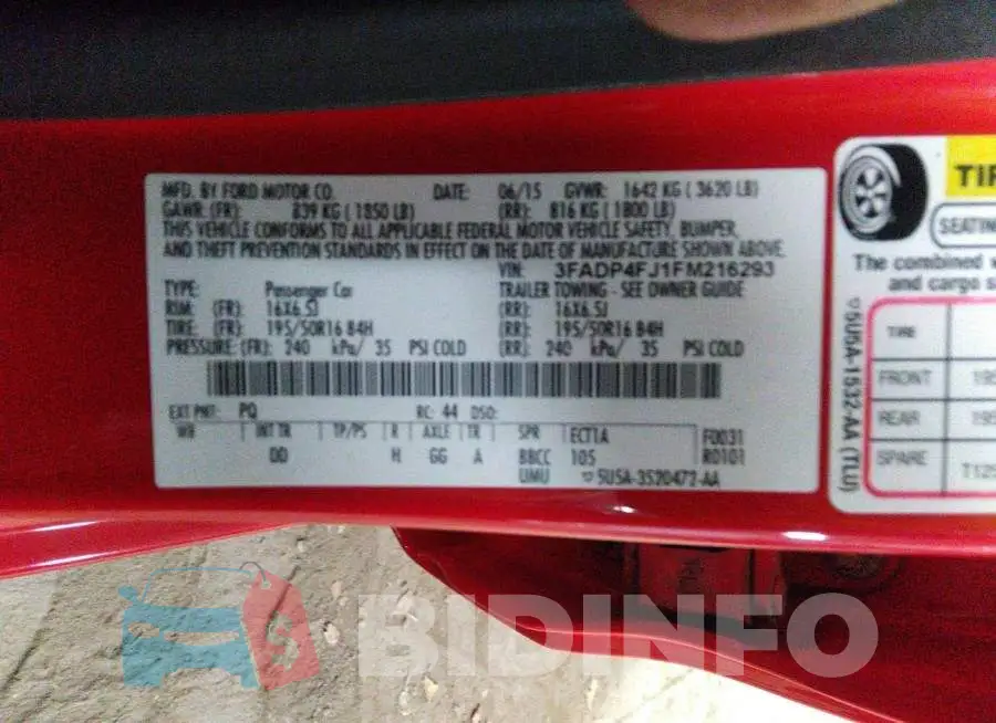 3FADP4FJ1FM216293 Photo# 9