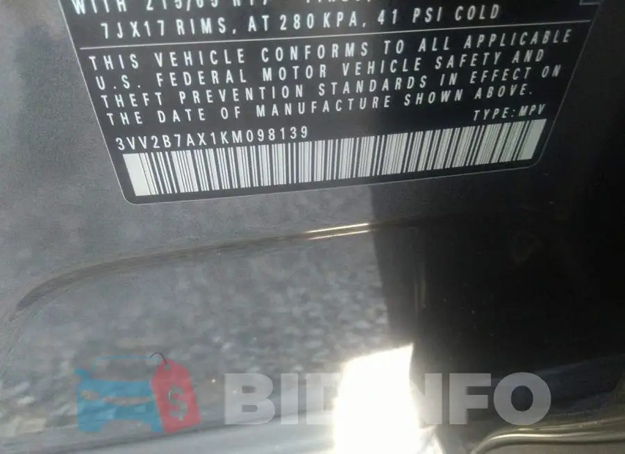 3VV2B7AX1KM098139 Photo# 9