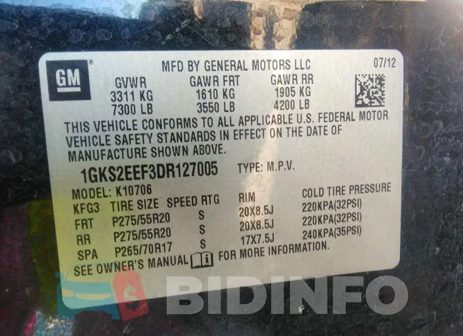 1GKS2EEF3DR127005 Photo# 9
