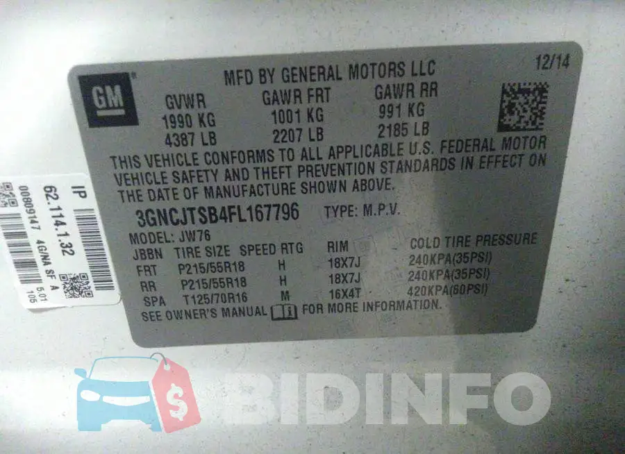 3GNCJTSB4FL167796 Photo# 9