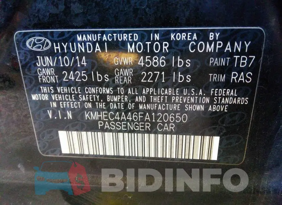 KMHEC4A46FA120650 Photo# 9