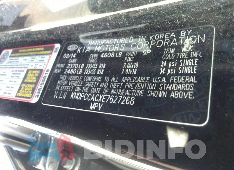 KNDPCCACXE7627268 Photo# 9