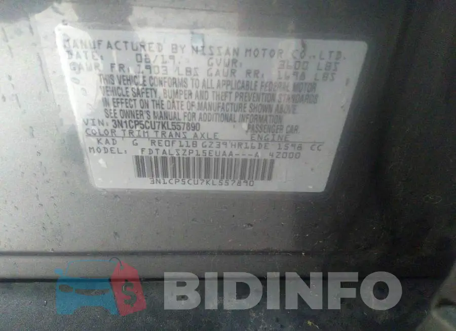3N1CP5CU7KL557890 Photo# 8
