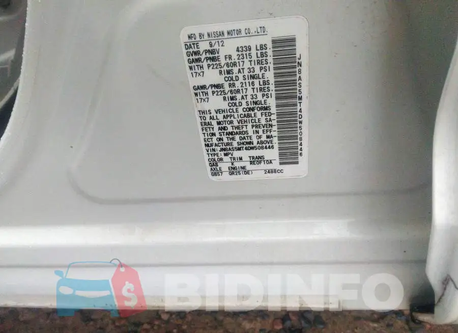 JN8AS5MT4DW508446 Photo# 9