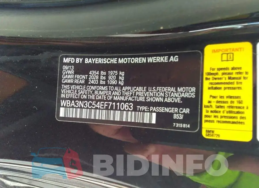 WBA3N3C54EF711063 Photo# 9