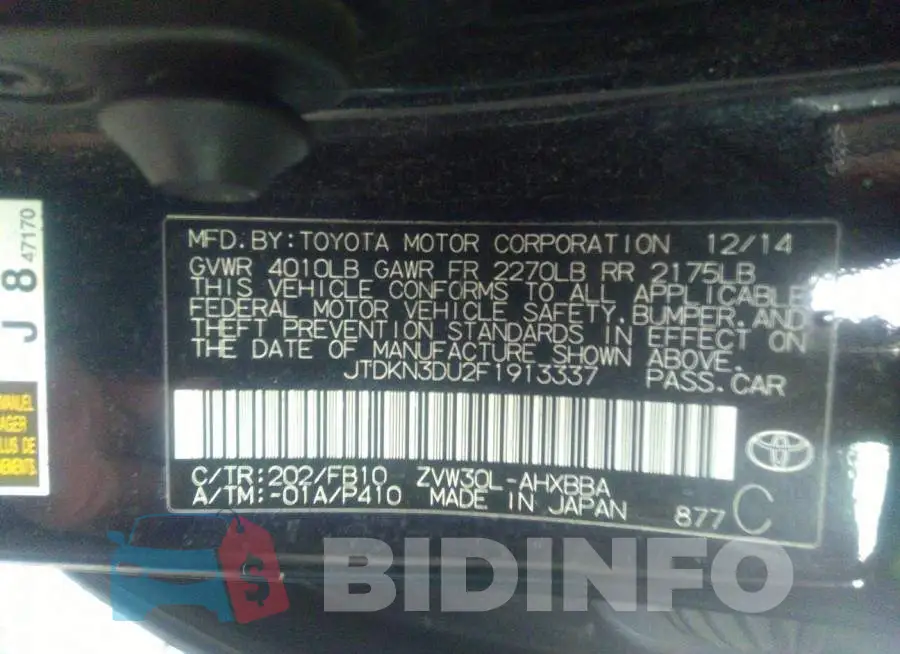 JTDKN3DU2F1913337 Photo# 9