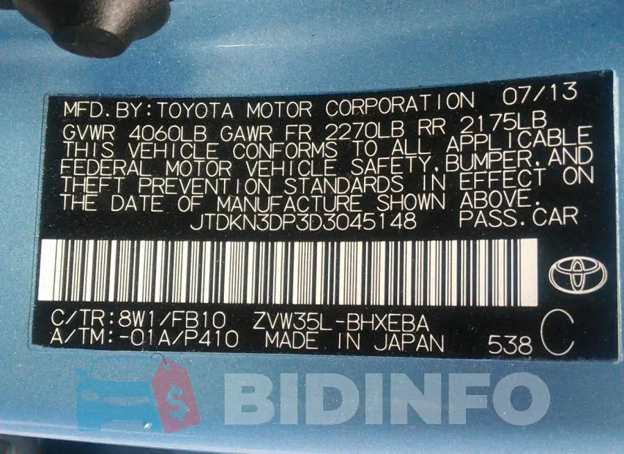 JTDKN3DP3D3045148 Photo# 9