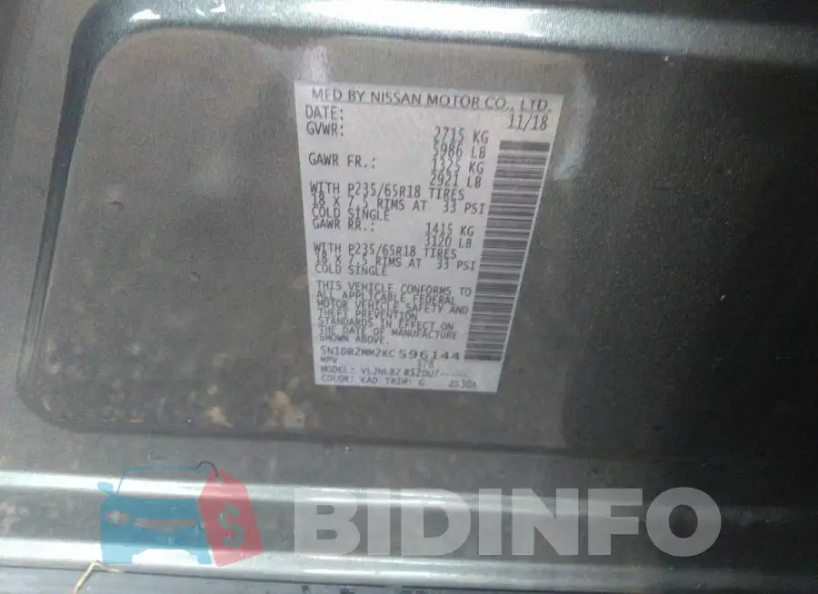 5N1DR2MM2KC596144 Photo# 9
