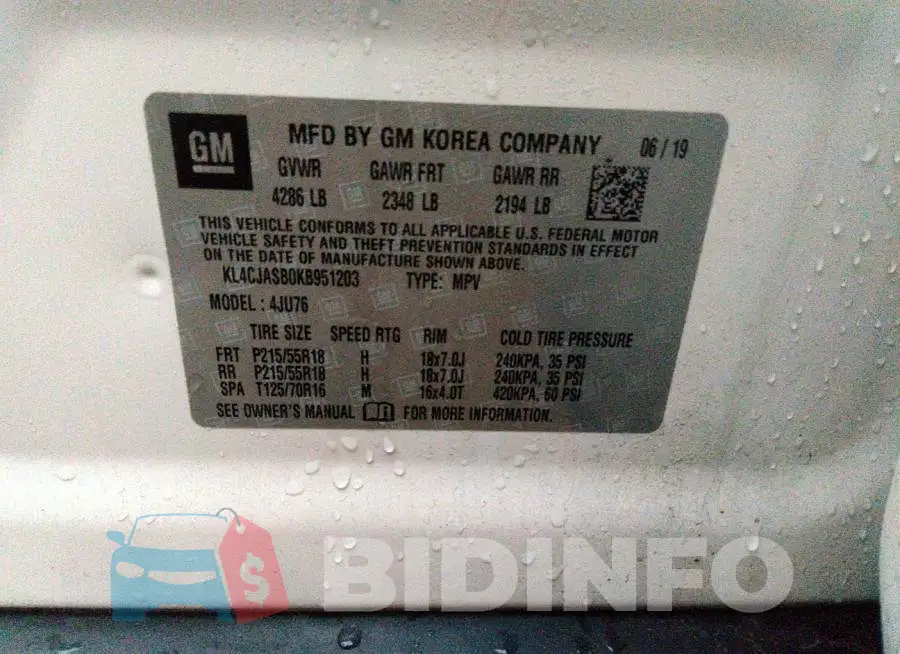KL4CJASB0KB951203 Photo# 9