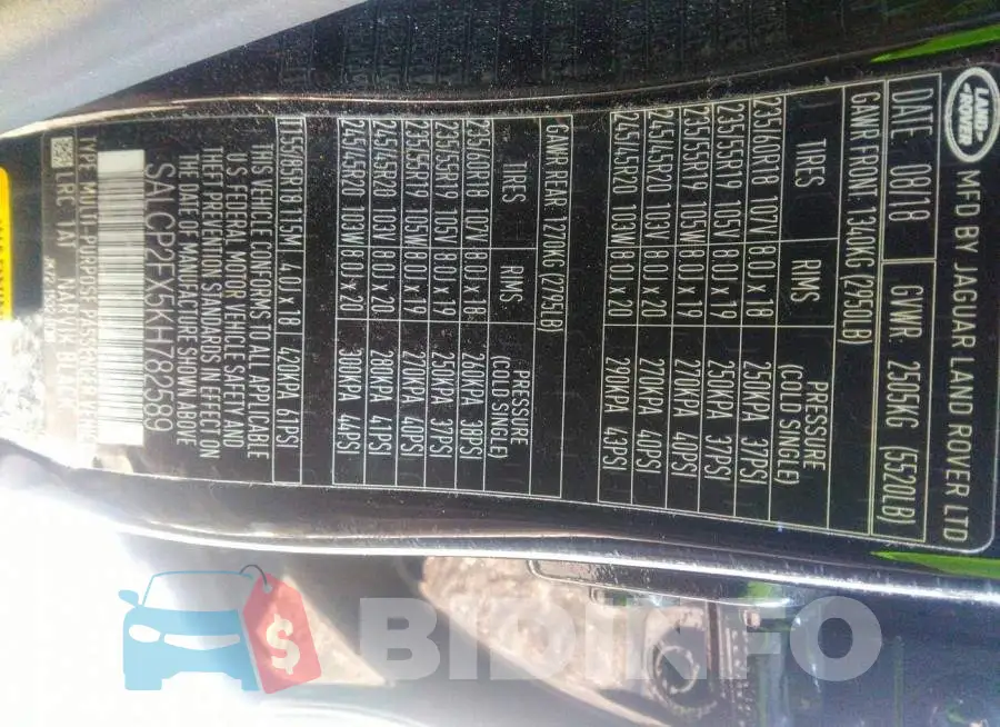 SALCP2FX5KH782589 Photo# 9