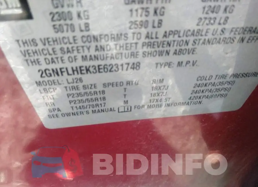 2GNFLHEK3E6231748 Photo# 9