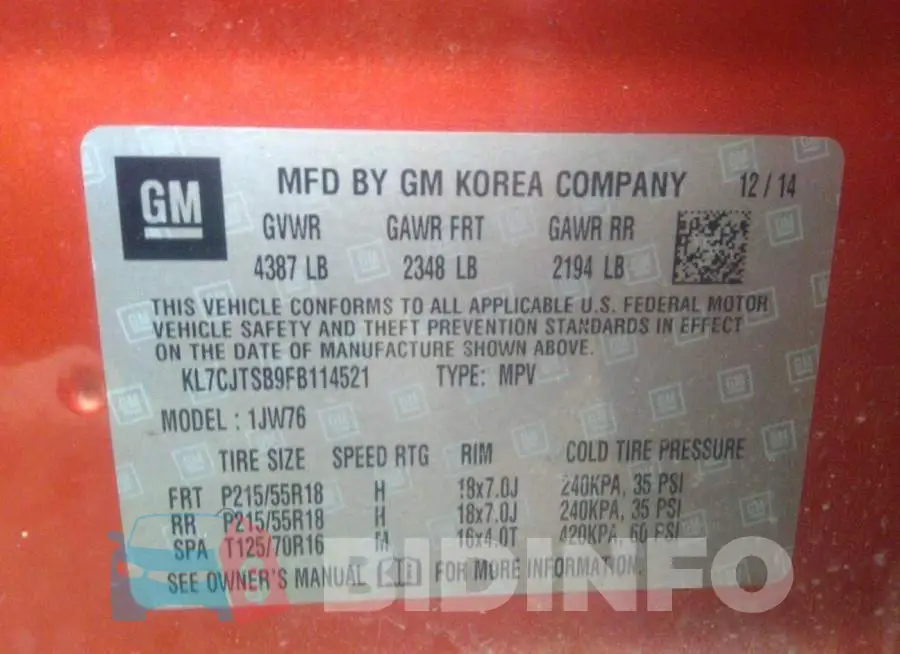 KL7CJTSB9FB114521 Photo# 9