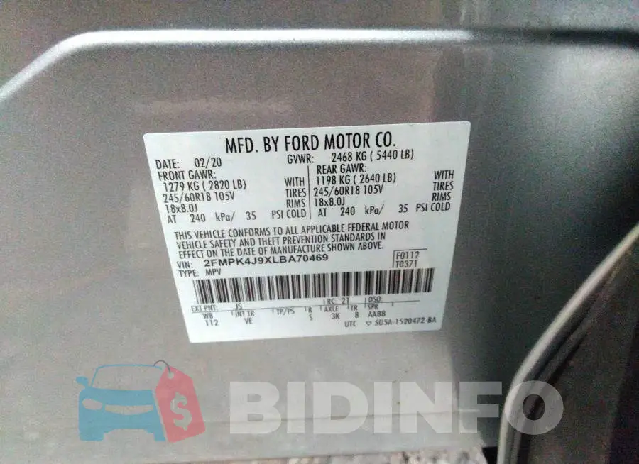 2FMPK4J9XLBA70469 Photo# 9