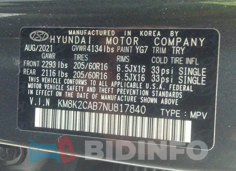 KM8K2CAB7NU817840 Photo# 9