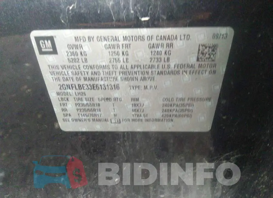 2GNFLBE33E6131316 Photo# 9