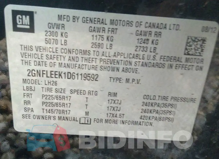 2GNFLEEK1D6119592 Photo# 9