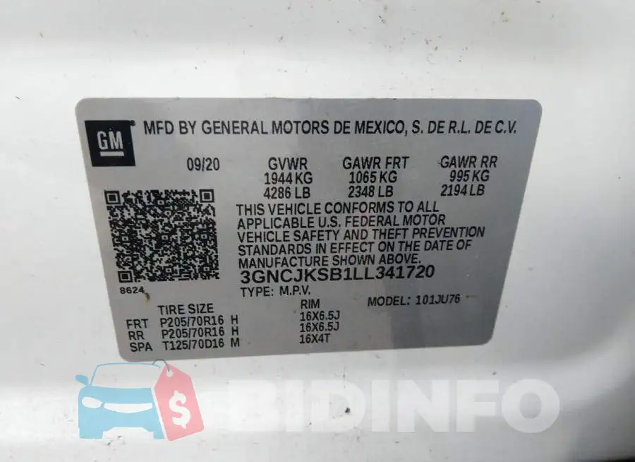 3GNCJKSB1LL341720 Photo# 9