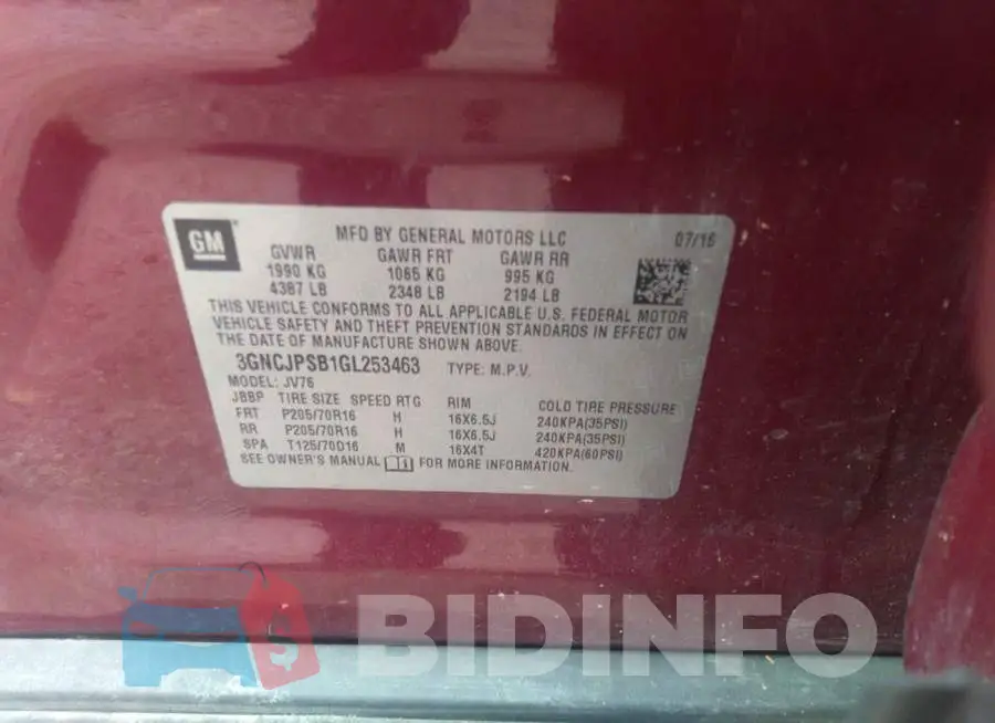 3GNCJPSB1GL253463 Photo# 9