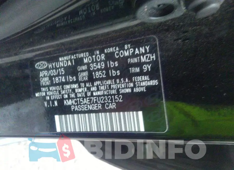 KMHCT5AE7FU232152 Photo# 9