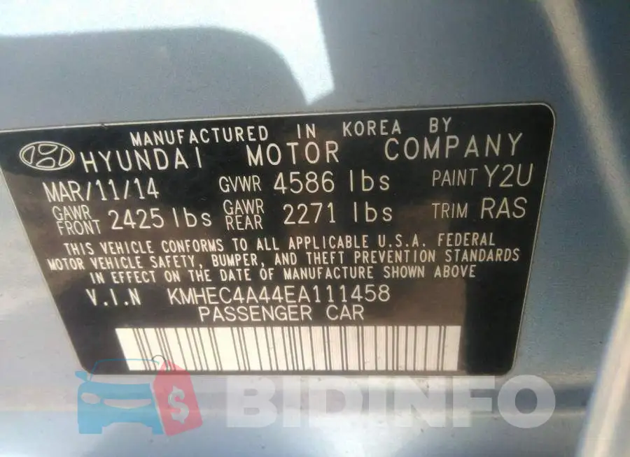 KMHEC4A44EA111458 Photo# 9