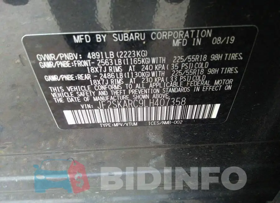 JF2SKARC9LH407358 Photo# 9