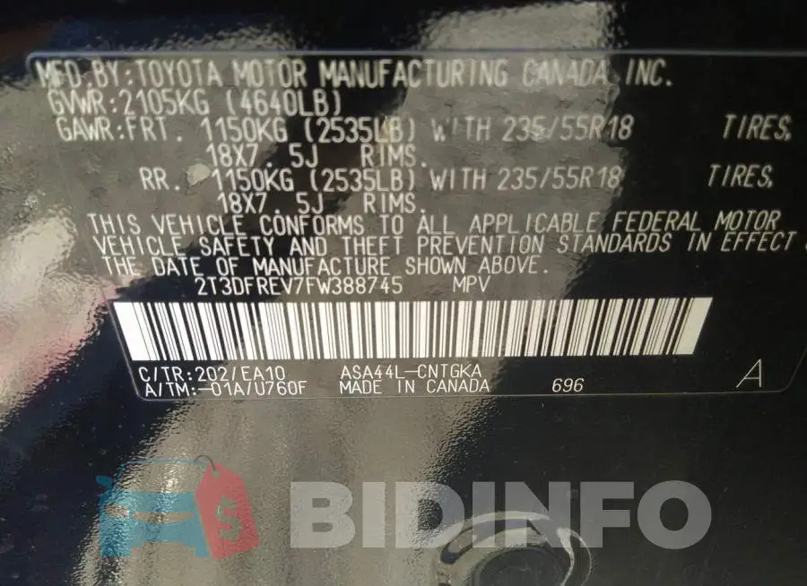 2T3DFREV7FW388745 Photo# 9