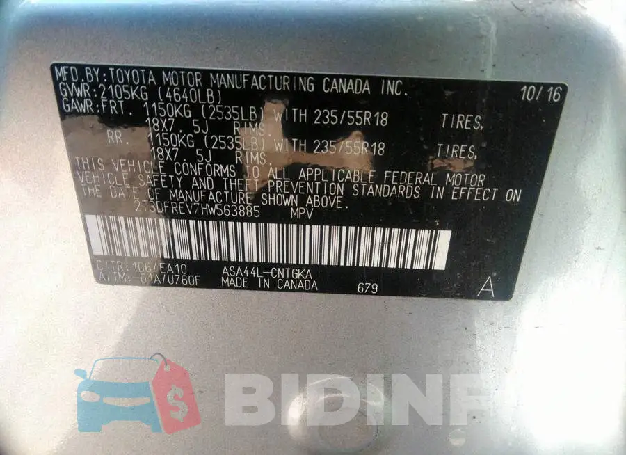 2T3DFREV7HW563885 Photo# 9