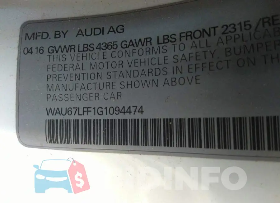 WAU67LFF1G1094474 Photo# 9