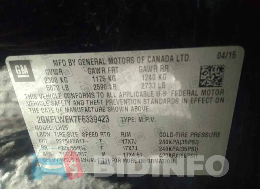 2GKFLWEK7F6339423 Photo# 9