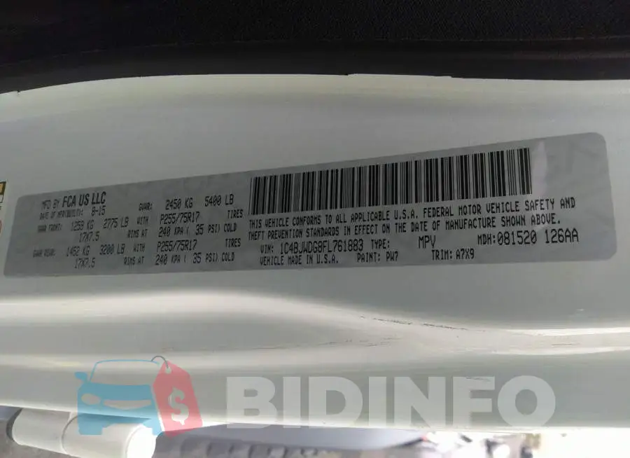 1C4BJWDG8FL761883 Photo# 9