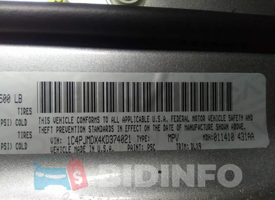 1C4PJMDX4KD374021 Photo# 9