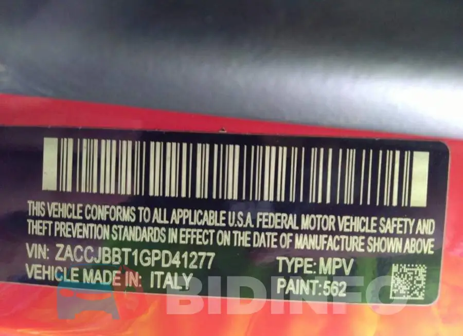 ZACCJBBT1GPD41277 Photo# 9