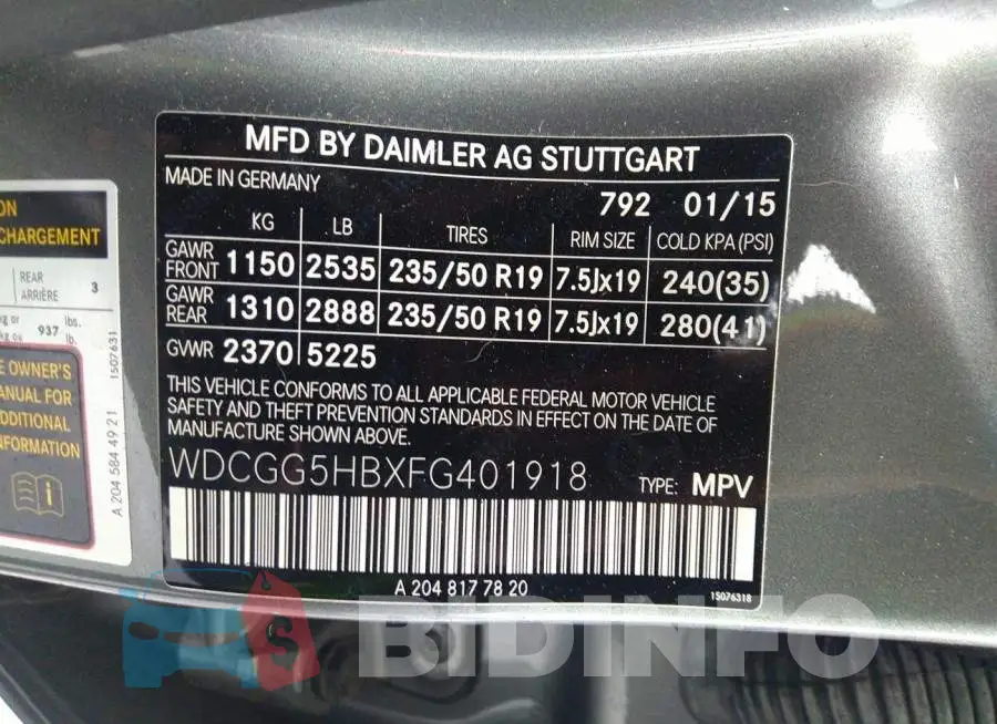 WDCGG5HBXFG401918 Photo# 9