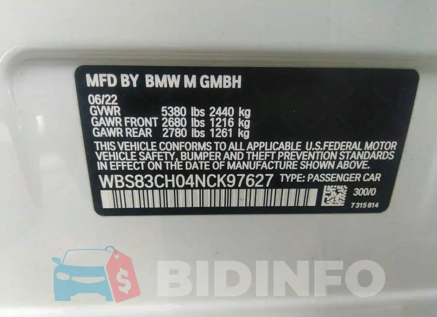 WBS83CH04NCK97627 Photo# 9